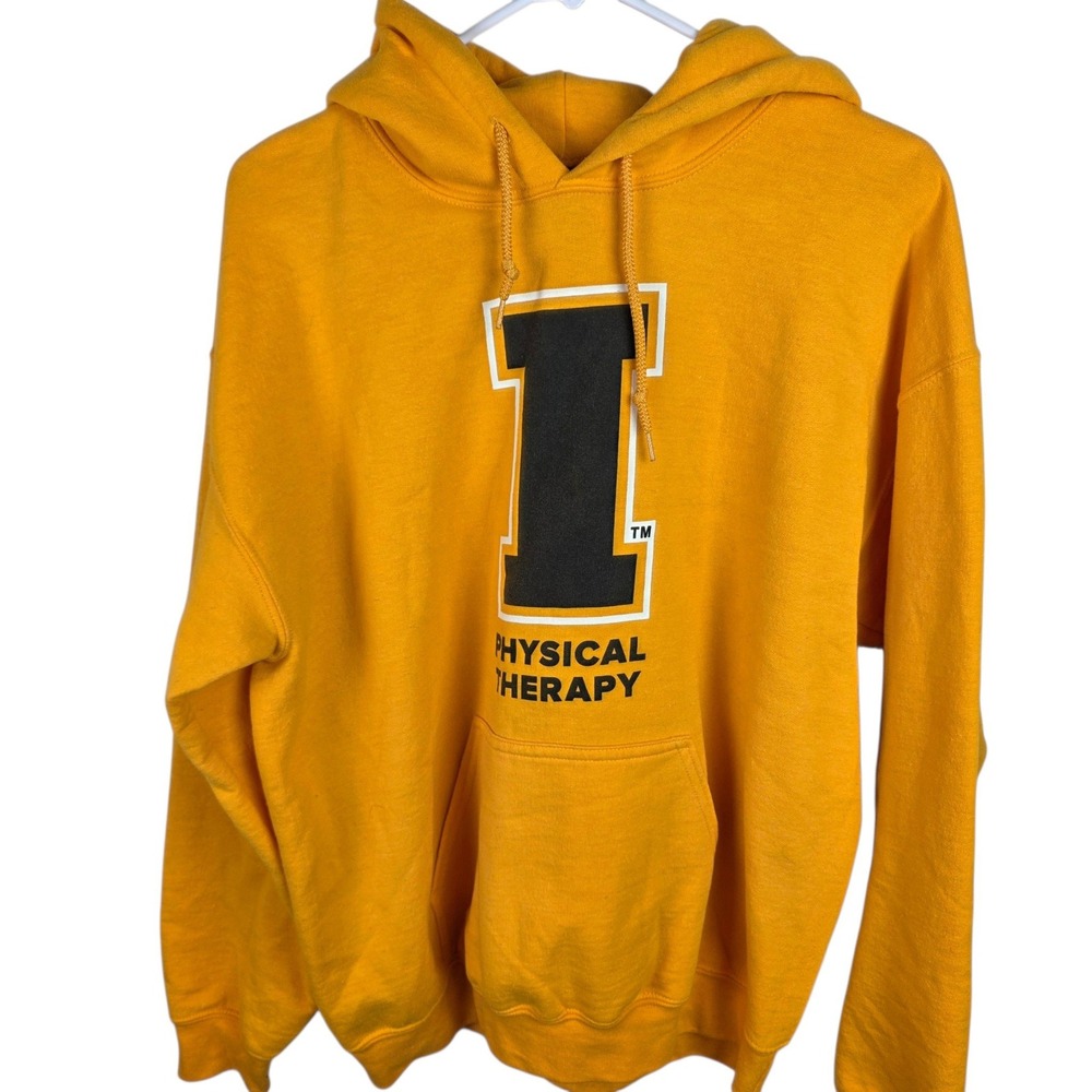 Gildan Hoodie Unisex Medium Yellow Good Physical Therapy University of Iowa